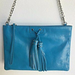 BADGLEY MISCHKA Blue Turqoise Leather Shoulder Bag
